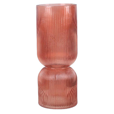 TABLETOP DECOR VASE HANDBLOWN GLASS PINK 4X4X12.5