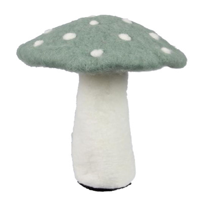 TABLETOP DECOR W/LED LIGHT MUSHROOM GREEN CAP FELT WOOL - BATTERY NOT INCLUDED 7.5X7.5X8.75