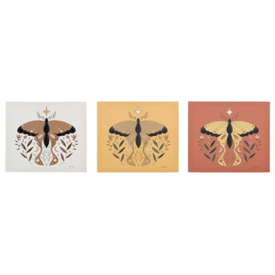 WALL ART 3AST CANVAS BUTTERFLY PRINT ACRYLIC  8X1.25X8