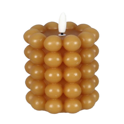CANDLE W/LED FLICKERING HOBNAIL REAL WAX BROWN - CR2032 BATTERY NOT INCLUDED 2.95X2.95X4.35
