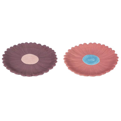 PLATE 2AST FLOWER CERAMIC 7.56X7.48X0.98