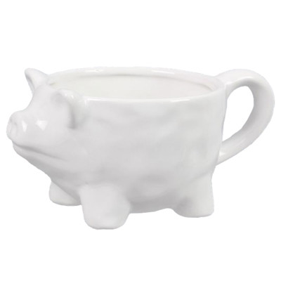 MUG 10OZ PIG WHITE CERAMIC 3.94X5.91X3.23