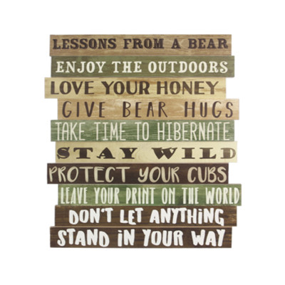 WALL DECOR LESSONS FROM A BEAR WOOD 15.25X1.25X20