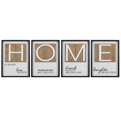 WALL SIGN 4PC SET HOME MODERN COUNTRY WOOD 12X1X18