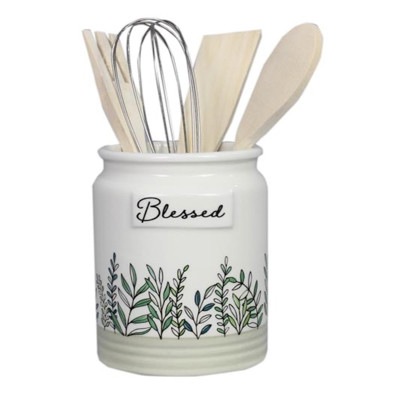 TOOL HOLDER QUIET COTTAGE CERAMIC 4.25X4.25X6