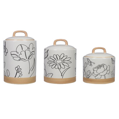 CANISTER 3PC SET HUMAN NATURE CERAMIC 5.5X5.5X9.5