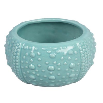 BOWL/PLANTER SEA URCHIN AQUA CERAMIC 5.91X5.91X3.54