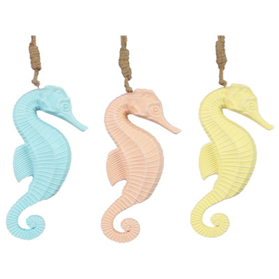 WALL DECOR 3AST SEAHORSE COLORFUL RESIN 4.5X2X15.38