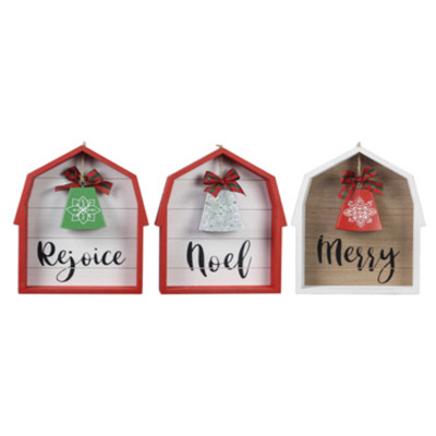 TABLETOP/WALL ART 3AST BARN HOUSE CHRISTMAS WOOD 8.75X1.5X11
