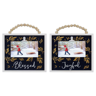 WALL ART 2AST W/PICTURE CLIP WINTER SOLSTICE WOOD 10X1.5X13