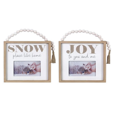 WALL DECOR 2AST 4X6 PICTURE FRAME WINTER SNOW WHITE WOOD 9.5X1.25X12.25