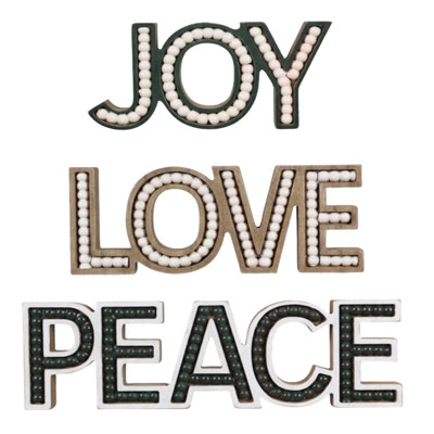TABLETOP DECOR 3AST CHRISTMAS WORD WOOD 13.37X1X4.37