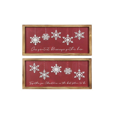 WALL SIGN 2AST RED WOOD 15.75X0.98X7.9