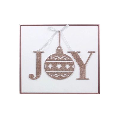 WALL SIGN W/GLITTERED CUTOUT JOY GLITZ WOOD 17X1.5X17