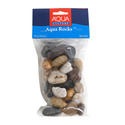 ROCKS 16OZ DECORATIVE MINI ASSORTED AQUA ROCKS CARDED PEGGABLE