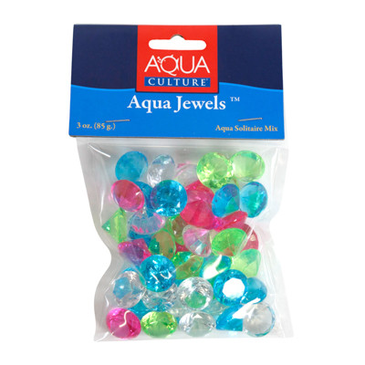 GEMS 3OZ DECORATIVE AQUA SOLITAIRE ACRYLIC MIX CARDED PEGGABLE