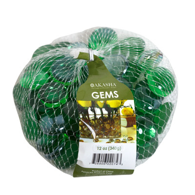 GEMS 12OZ DECORATIVE FOREST GREEN MESH BAG AKASHA