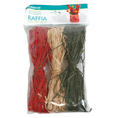 RAFFIA RIBBON BUNDLE 3PK DECORATIVE PAPER STRING PALM TREE FIBER ASSORTED COLORS PEGGABLE