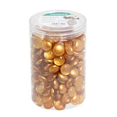 GEMS 48OZ DECORATIVE ACCENTS GOLD MATTE METAL GLASS GEMS PLASTIC JAR
