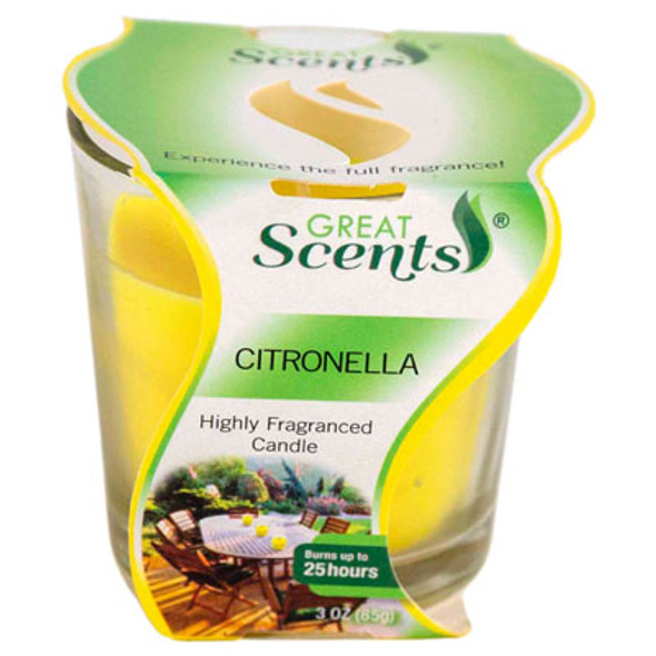 CANDLE 3OZ JAR CITRONELLA 25 HOUR GREAT SCENTS CANDLE 3OZ JAR CITRONELLA 25 HOUR GREAT SCENTS