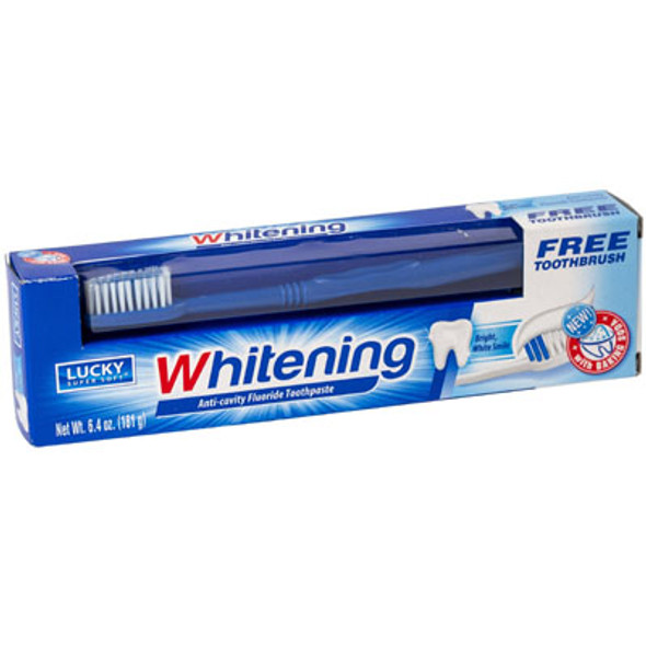 TOOTHPASTE W/BRUSH 6.4 OZ WHITENING BOXED LUCKY TOOTHPASTE W/BRUSH 6.4 OZ WHITENING BOXED LUCKY
