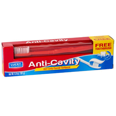 TOOTHPASTE W/BRUSH 6.4 OZ ANTI-CAVITY BOXED LUCKY