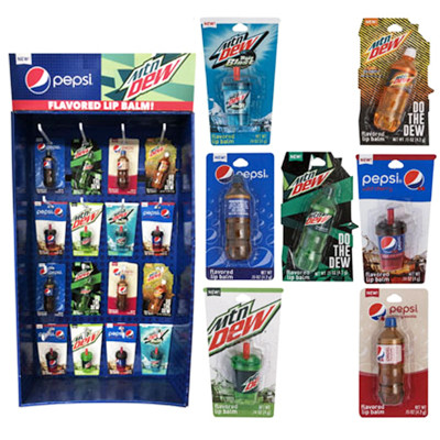 LIP BALM PEPSI PRODUCTS FLAVORED  7 ASSORTED HALF POWER PANEL - USA ONLY NO EXPORT