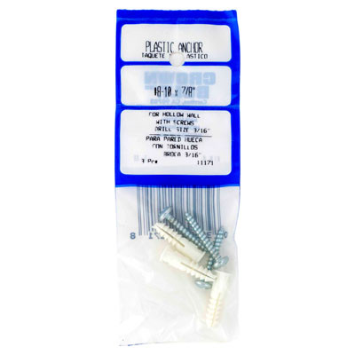 CROWN BOLT ANCHOR WITH SCREWS #8-10X7/8 INCH  *1.47*