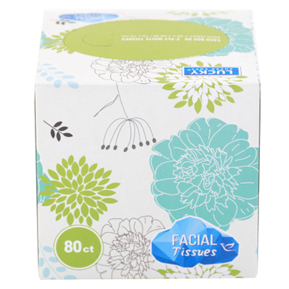 FACIAL TISSUE 80CT CUBE BOX LUCKY SUPER SOFT