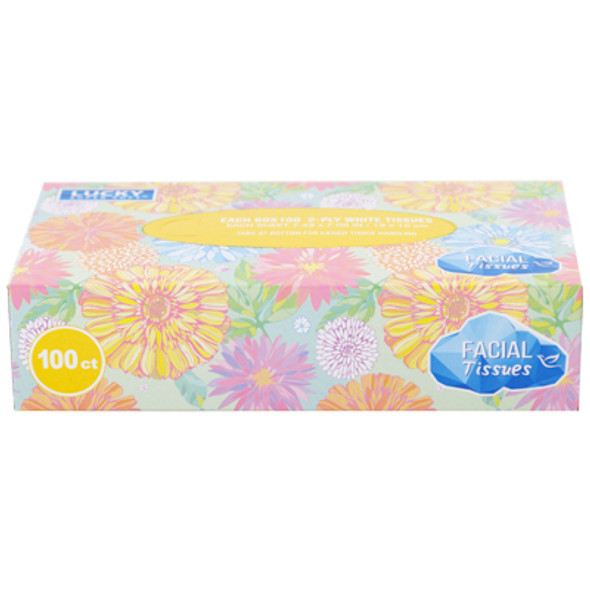 FACIAL TISSUES 100CT FLAT BOX LUCKY SUPER SOFT