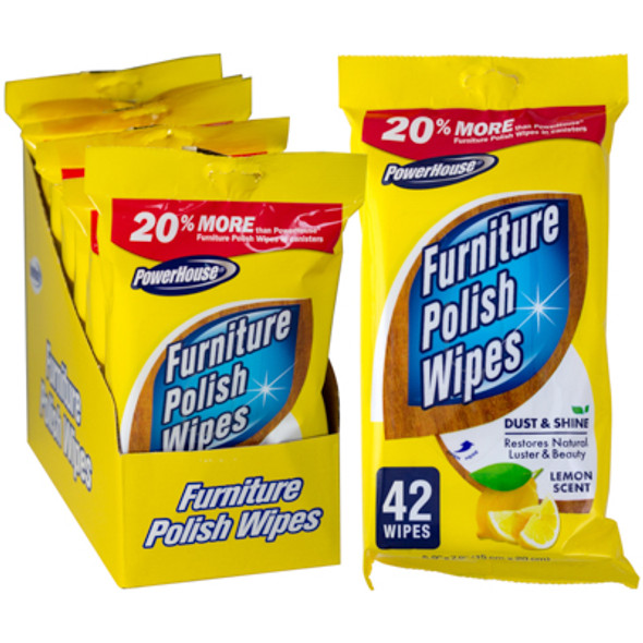 WIPES 42CT FURNITURE POLISH WIPES 2-8PC PDQ POWERHOUSE