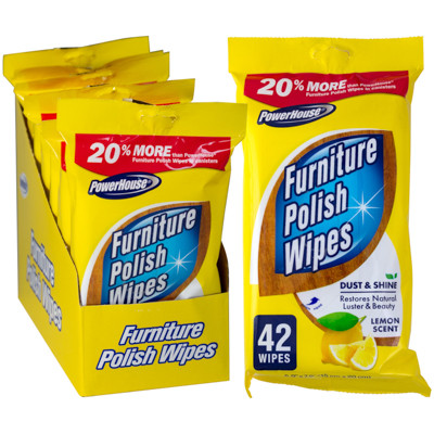 WIPES 42CT FURNITURE POLISH WIPES 2-8PC PDQ POWERHOUSE