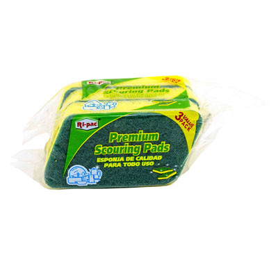 SPONGE SCOURING PADS 3CT PREMIUM RI-PAC