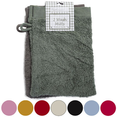 WASH CLOTH MITT 2PK RANDOM ASSORTED COLORS PEGGABLE  #TWM92661-2