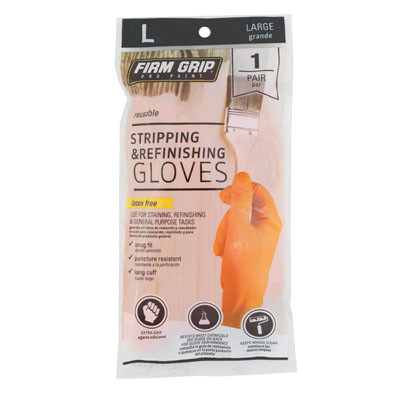GLOVES FIRM GRIP ORANGE LARGE STRIPPING AND REFINISHING