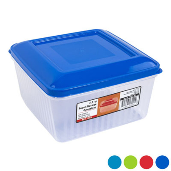 FOOD STORAGE CONT SQ 4.75 INCH 3.5QT DOME TOP 4 COLORS IN PDQ