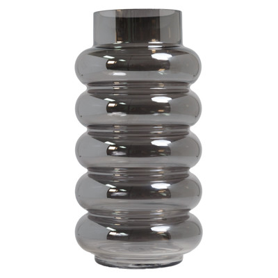 TABLETOP DECOR VASE HANDBLOWN MERCURY SMOKE GRAY GLASS 5X5.05X10.05