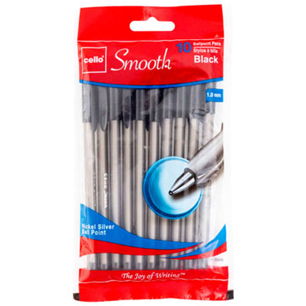 PENS 10CT BLACK INK BALLPOINT 1.0MM REF# BPSMBK1010