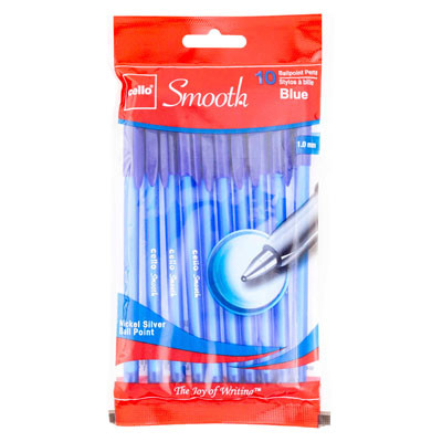 PENS 10CT BLUE INK BALLPOINT 1.0MM REF# BPSMBL1010