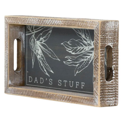TRAY 10X6X2 DADS GRAY/WHITE WOOD (18.00)