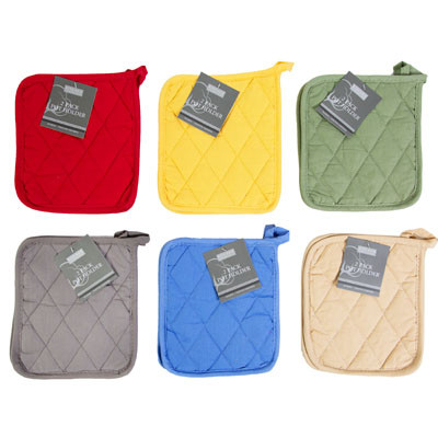 POT HOLDERS 2PK 7X8 6ASSORTED COLORS, GREEN,BLACK,RED,GREY,TAN,BLUE