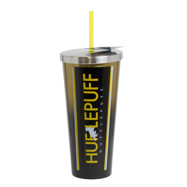 STAINLESS STEEL CUP W/STRAW 24OZ DOUBLE WALL INSULATED HUFFLEPUFF