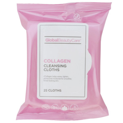 FACIAL WIPES 25CT COLLAGEN MAKEUP CLEANSING GBC IN 24PC PDQ MAP PRICING NO ONLINE SALES