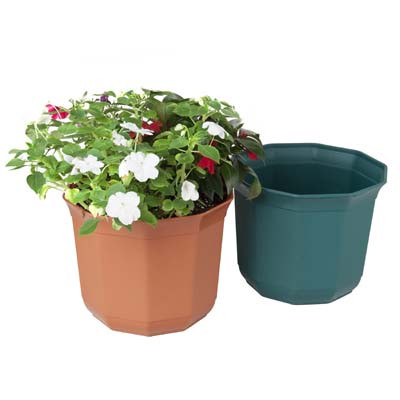 PLANTER 9.5"X 8"h DECAGON SHAPE 4 COLORS #6043 NO PUNCHED OUTHOLES