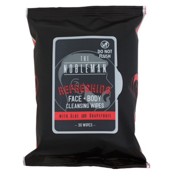 FACE & BODY MENS WIPES 30CT REFRESHING NOBLEMAN IN 24PC PDQ NO ONLINE SALES MAP PRICING