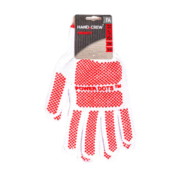 GLOVES POWER DOTS ONE SIZE FITS ALL HANDCREW POLY/COTTON CARDED REF# HG-3190FA
