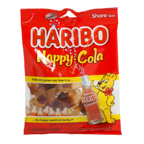 HARIBO HAPPY COLA GUMMI CANDY 4 OZ PEG BAG
