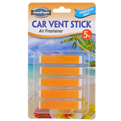 AIR FRESHENER HAWAIIAN MISTCAR VENT STICK 5PK CARDED