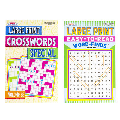 PUZZLE BOOKS LARGE PRINT POCKET SIZE 2 ASSORTED WORD FINDS & CROSSWORD FLOOR DISPLAY