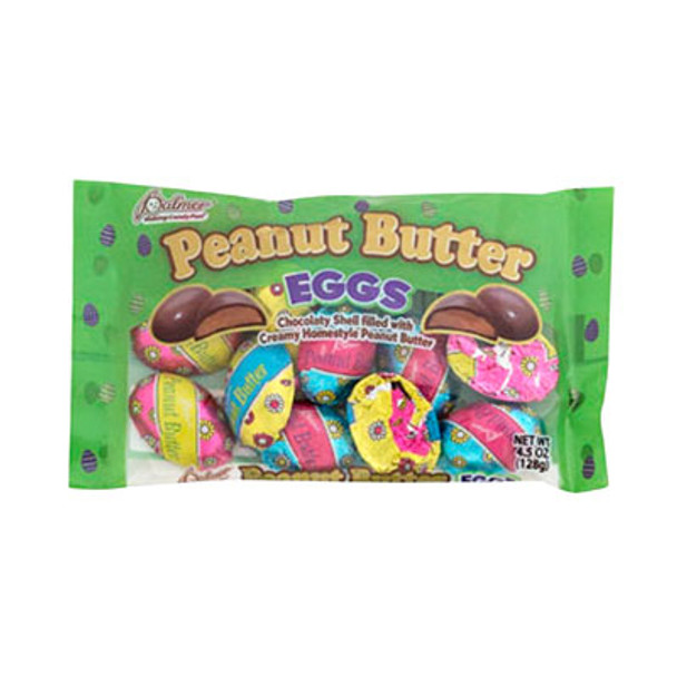 EASTER CANDY PEANUT BUTTER EGGS 4.5 OZ LAYDOWN BAG IN PDQ